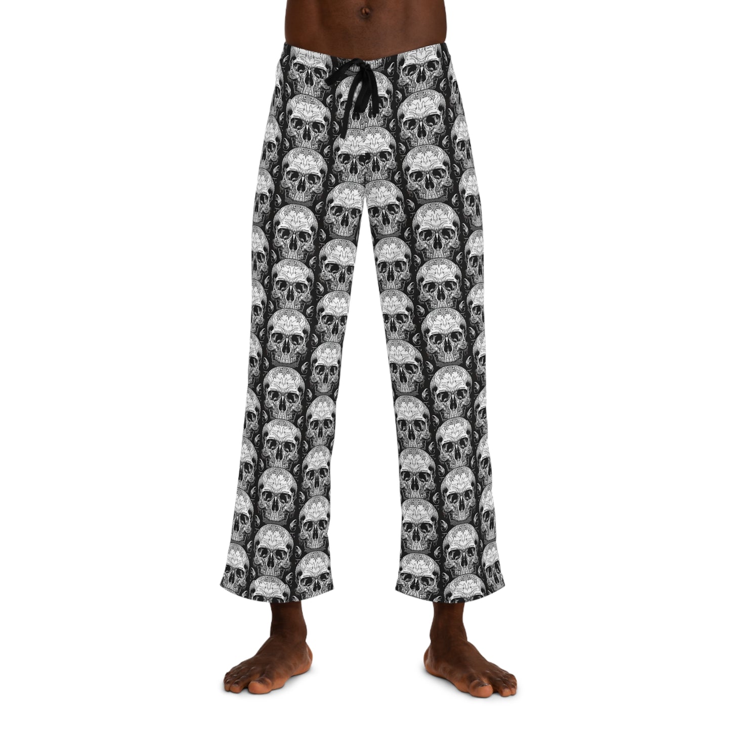 Skull Pattern Men's Pajama Pants, Comfortable Sleepwear, Halloween Gift, Lounge Pants, Unique Men's Sleepwear, Goth Style Pants.