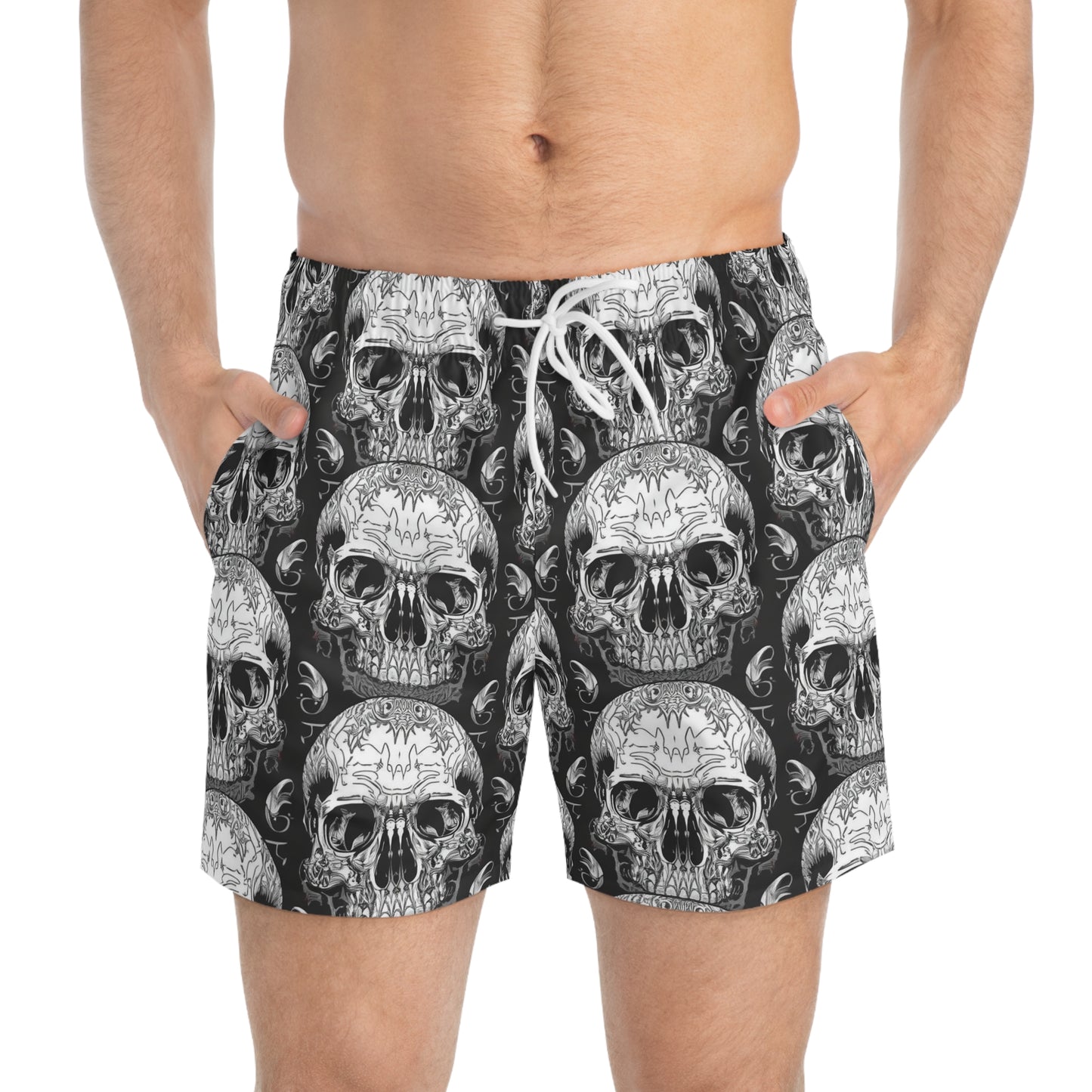 Skull Design Men's Swim Trunks Shorts. Skater Surf Gear