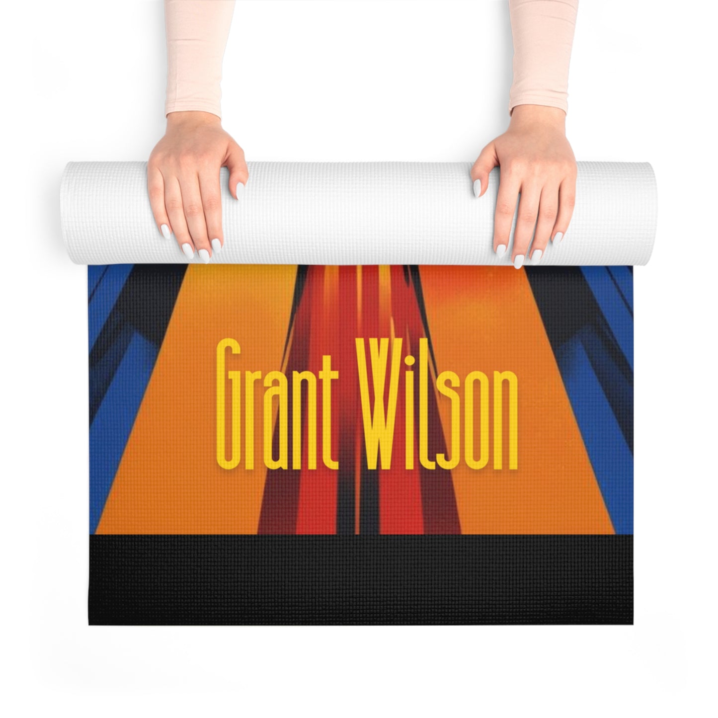 Vibrant Men's / Unisex Yoga Mat with Abstract Design + Add YOUR OWN NAME. Personalized Gift for Yoga Lovers, Fitness Exercise mat.