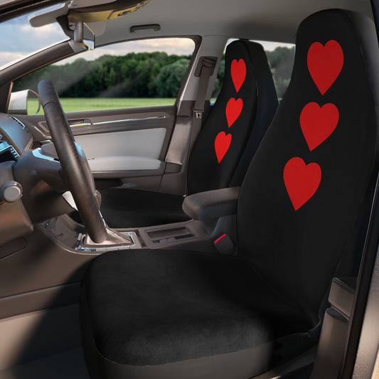 Little Red Heart Car Seat Covers, Cute Auto Gift for Her, Personalized Cars.