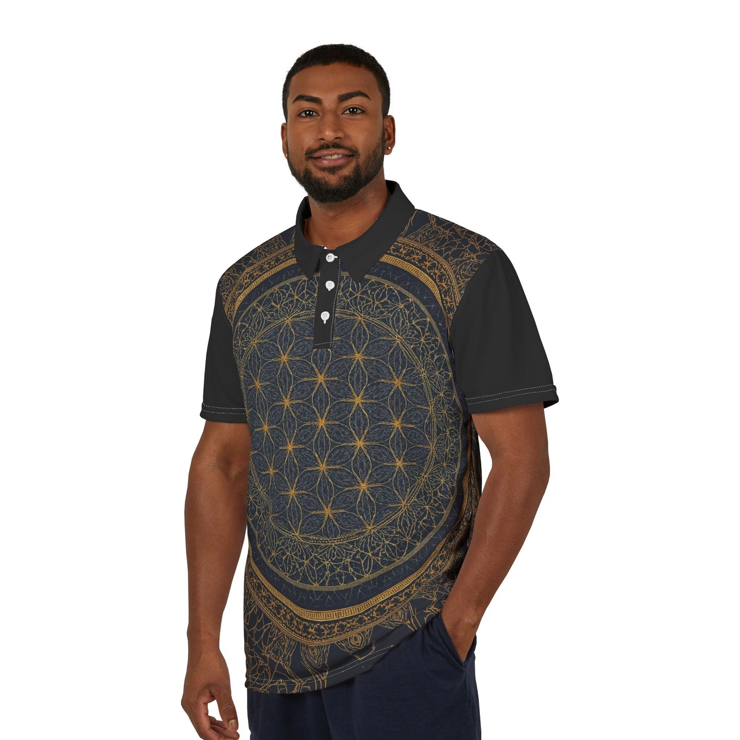 Mandala seed of life Design Polo Shirt, Flower of life, unisex polo shirt designs personalized.