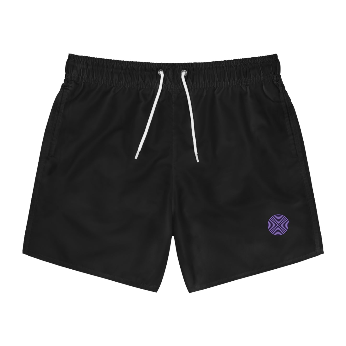 Basic Black / Purple Spiral Men's Swim/Gym Shorts. Skater / Surf Gear.
