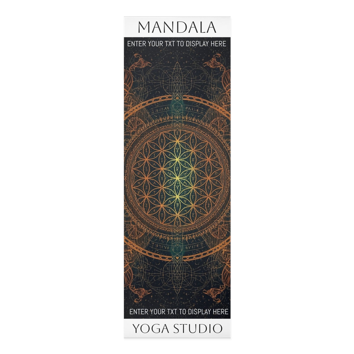 Golden Mandala Sacred geometry design. Personalized Yoga Mat. Gift for Yoga Lovers, Fitness Enthusiasts, Exercise mat. Mindfulness Practices.