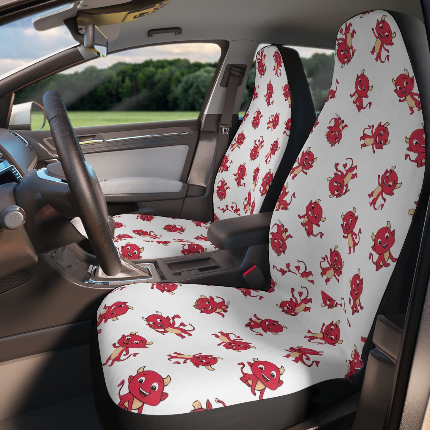 Charming Little Devil Car Seat Covers, Cute Auto Accessories, Car Decor, Gift for Her, Floral Design, Personalized Car Interior