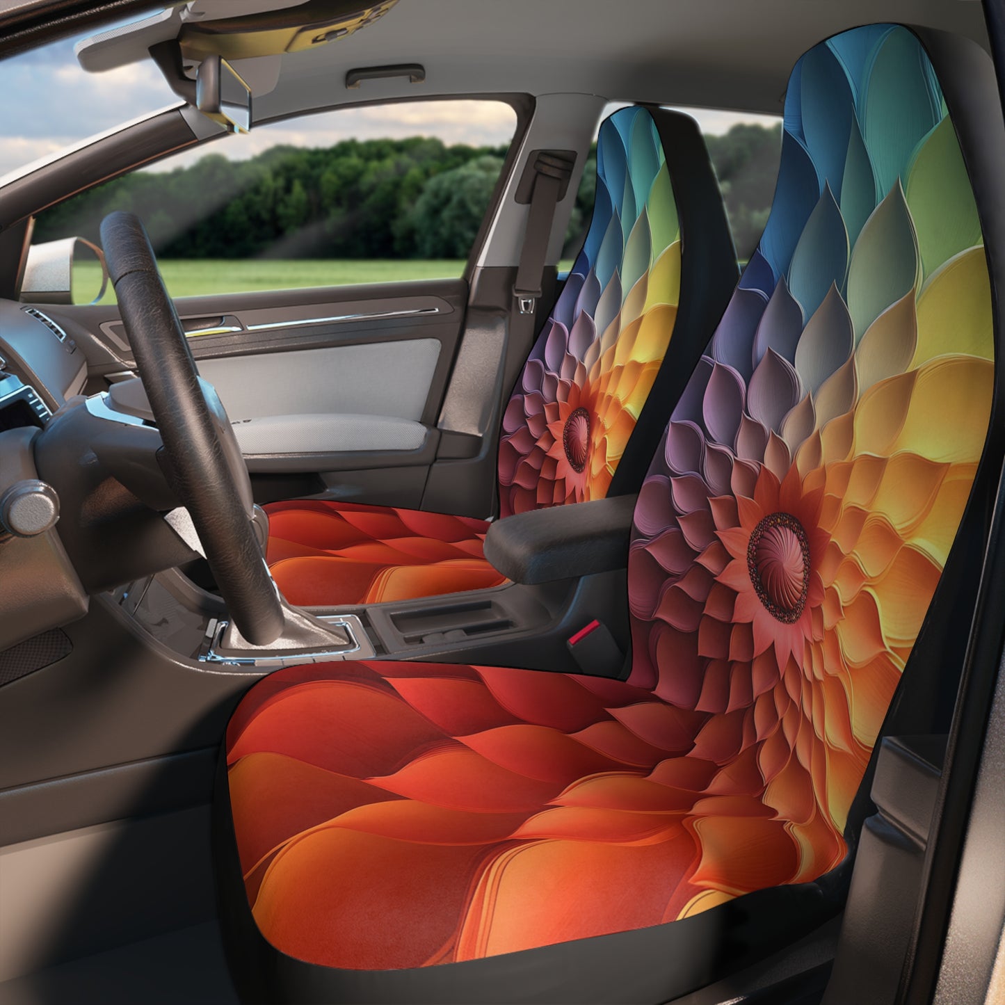 Mandala Flower Car Seat Covers, Cute Auto Accessories, Personalized Car Interior.