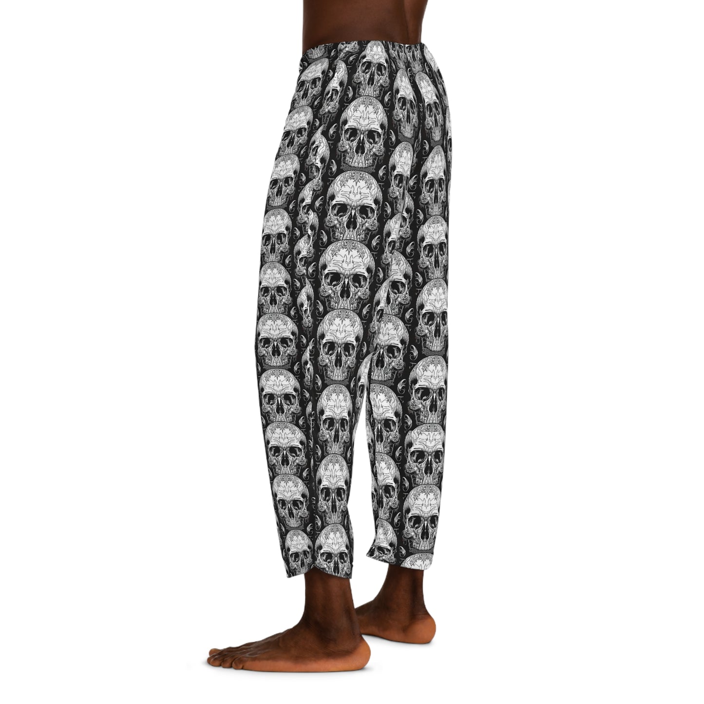 Skull Pattern Men's Pajama Pants, Comfortable Sleepwear, Halloween Gift, Lounge Pants, Unique Men's Sleepwear, Goth Style Pants.