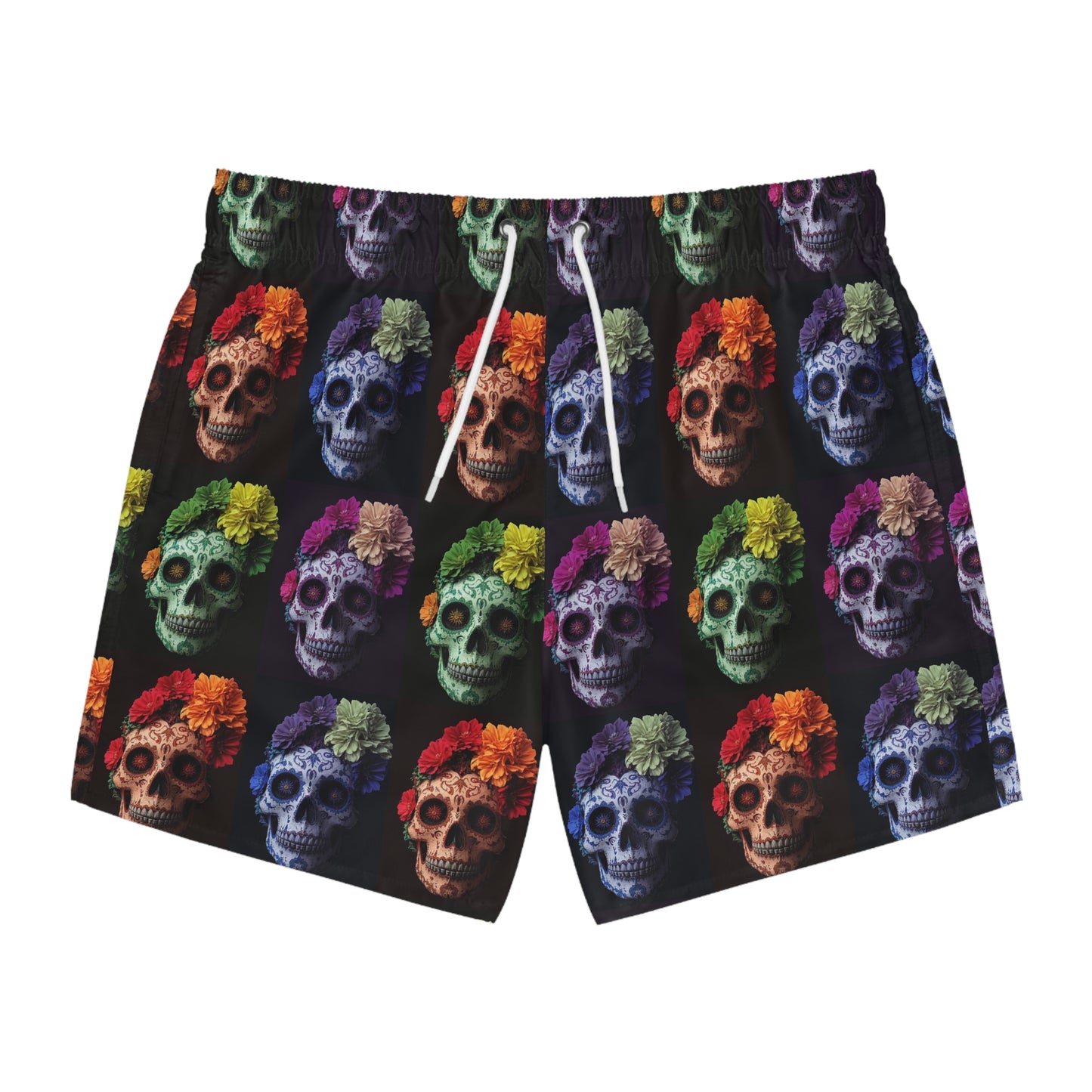 Color Skull Design Men's Swim Trunks Shorts. Skater Surf Gear