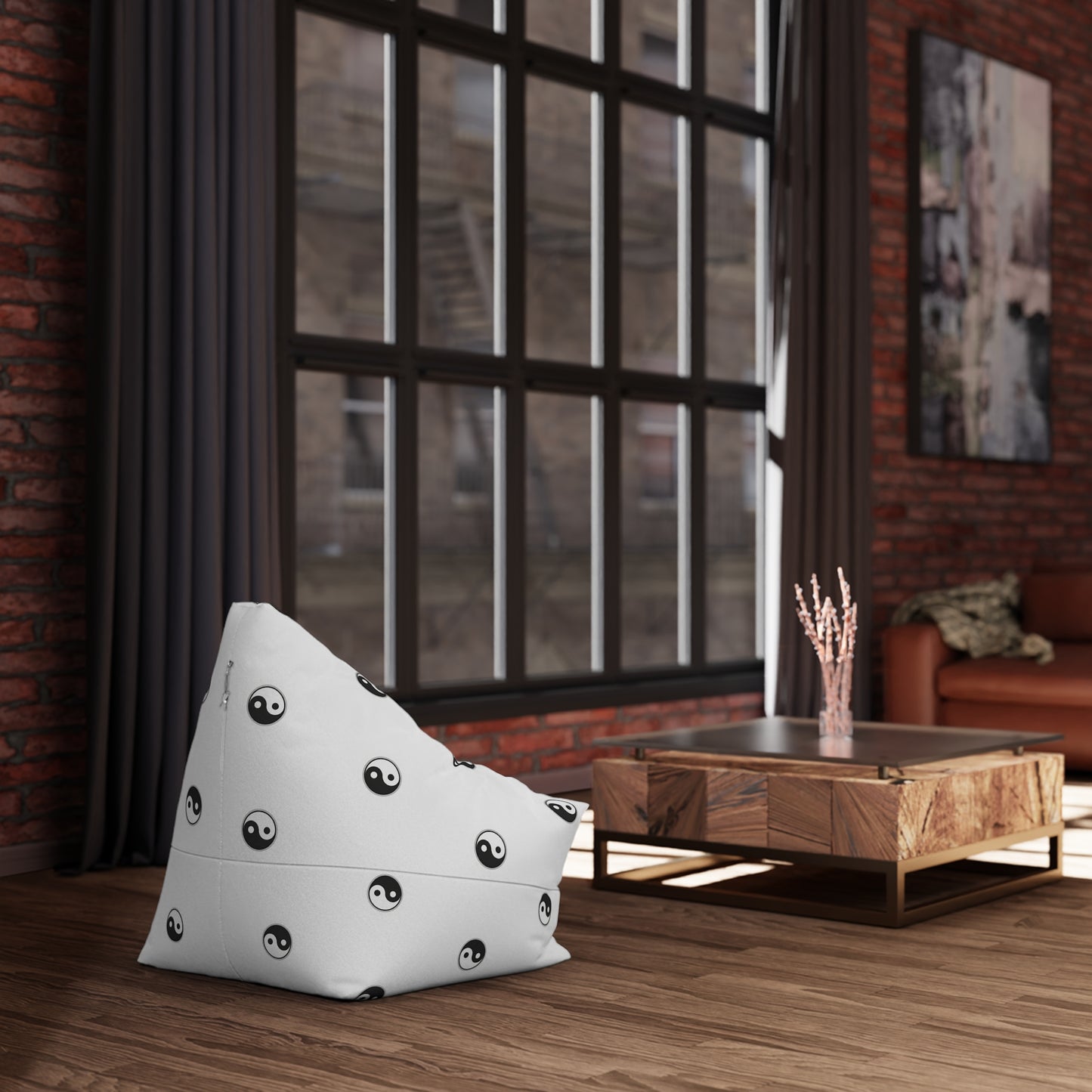 Yin Yang Pattern Bean Bag Cover — Minimal Black & White Zen Accent
