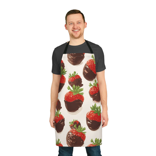 Strawberry and Chocolate Apron Design, Fun Cooking Gear for Home Chefs, Gift for Foodies.