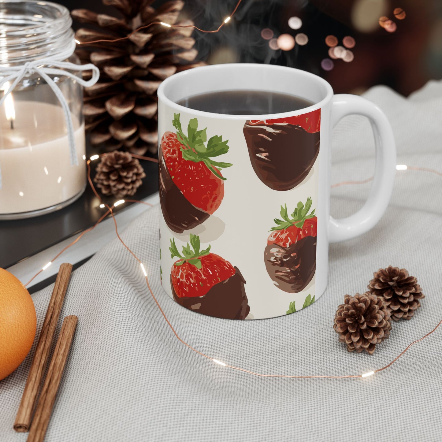 Strawberries and chocolate Ceramic Mug, (11oz, 15oz)