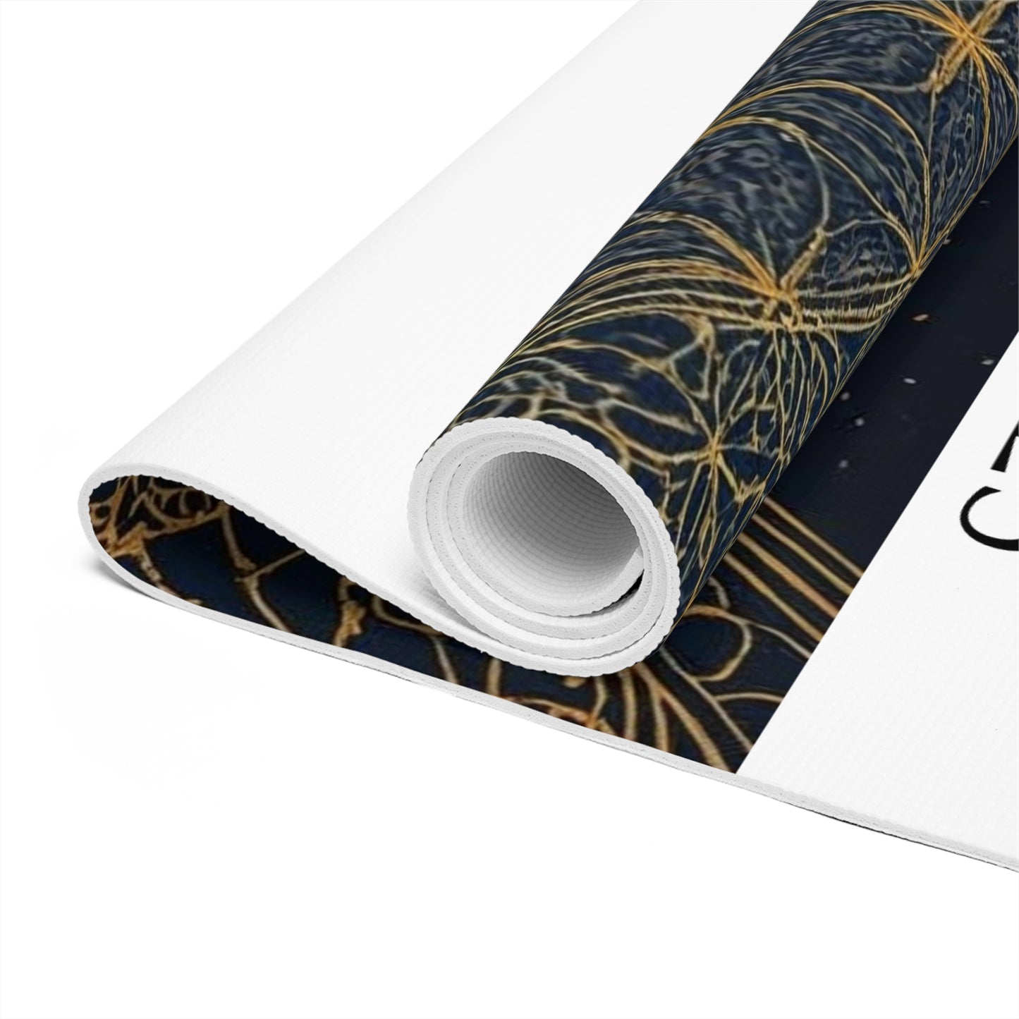 Navy Blue and Gold Mandala Sacred geometry design. Personalized Yoga Mat. Gift for Yoga Lovers, Fitness Enthusiasts, Exercise mat.