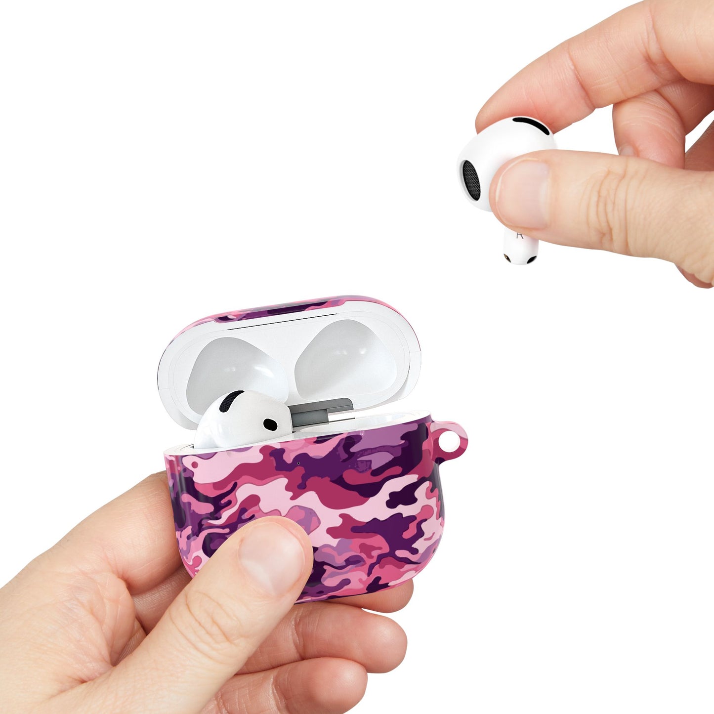 Pink Camo AirPod Case, Trendy AirPods Cover, Gift for Music Lovers, Unique Tech Accessory, Cute Protective Case.