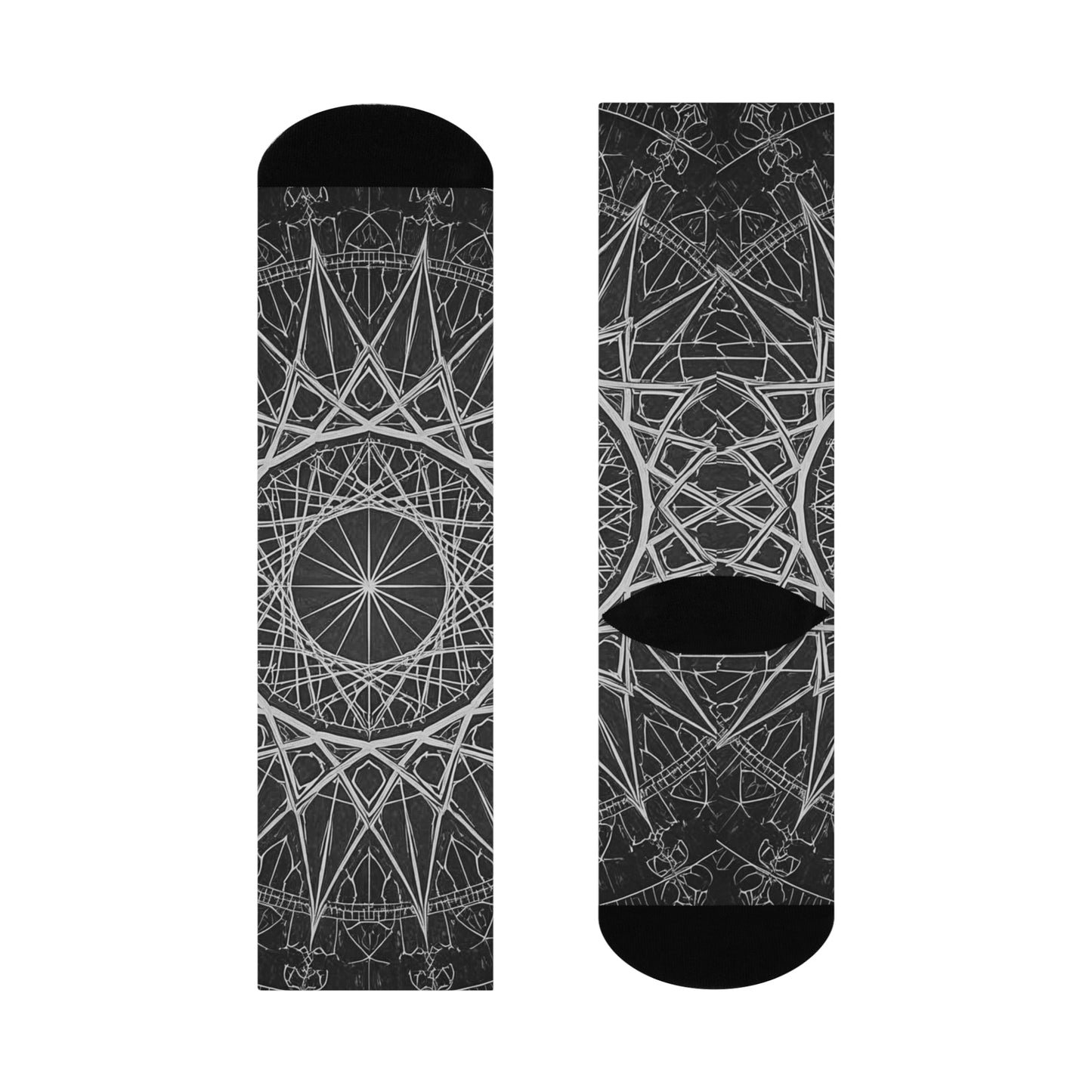 Geometric Ink mandala Crew Socks - Cozy Comfort with cool style.