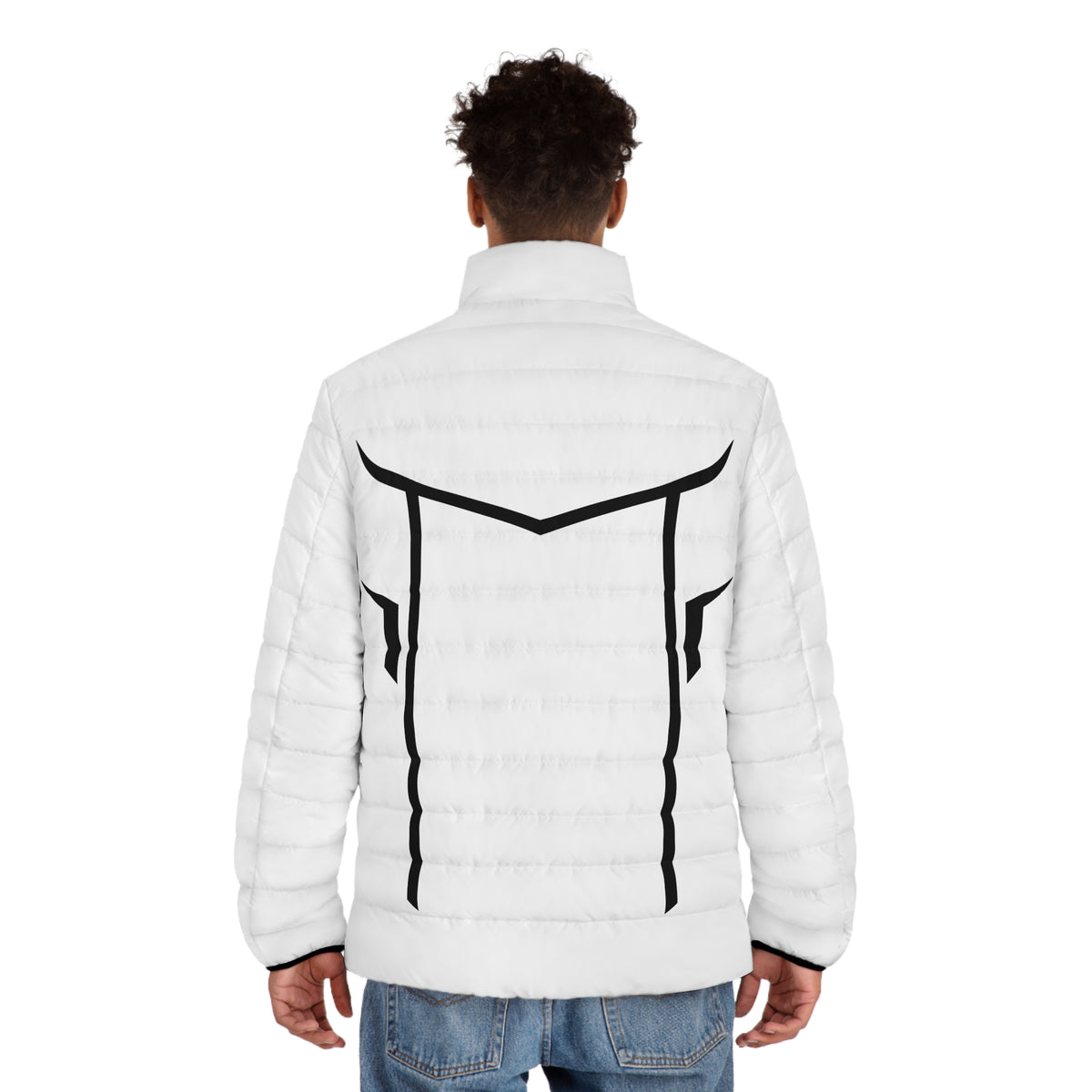 Men's Puffer Jacket — Minimal Black and White Winter Coat