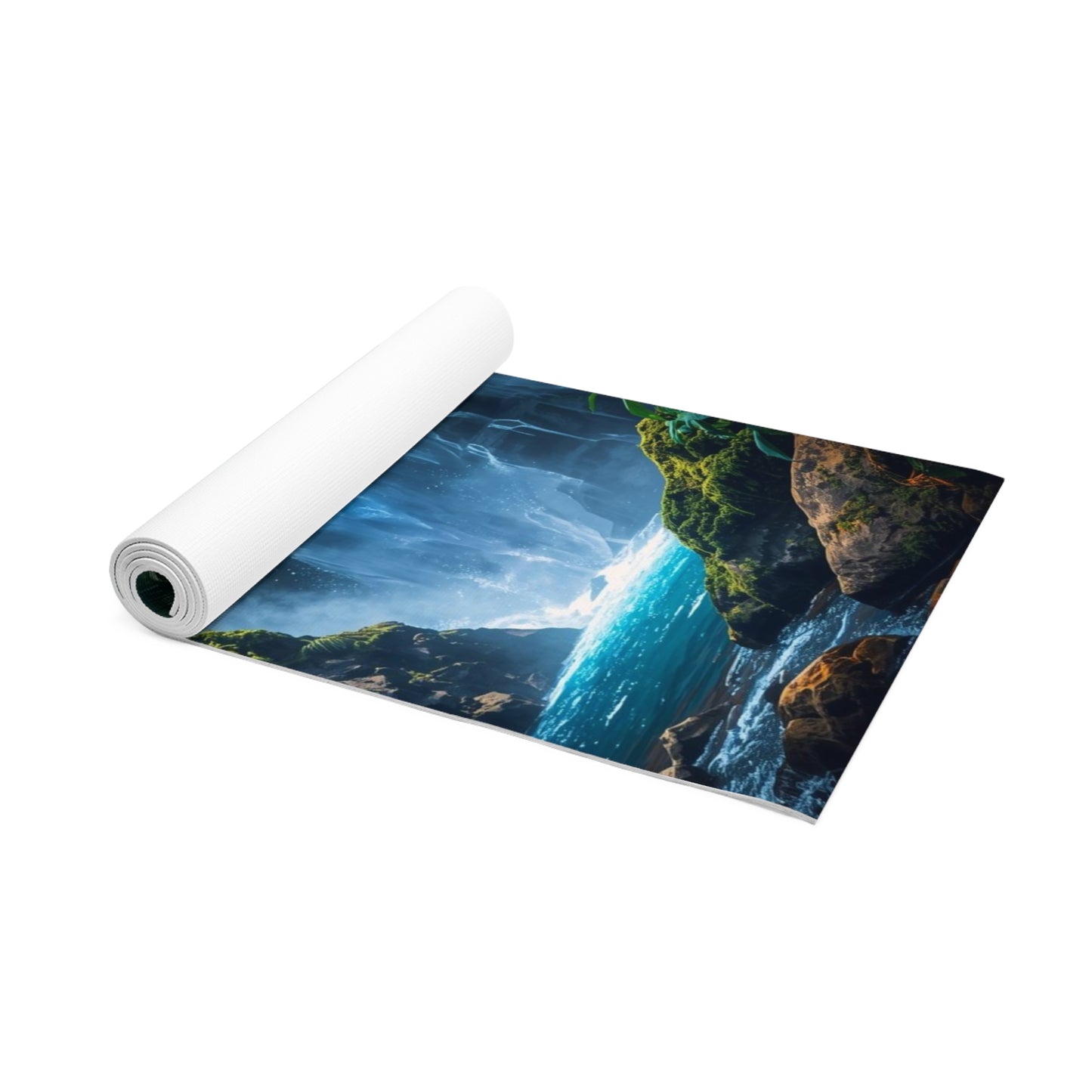 Luxury Yoga Mat with Rainbow Waterfall. Gift for Yoga Lovers, Fitness, Exercise mat. Mindfulness Practices. Yoga Studio.