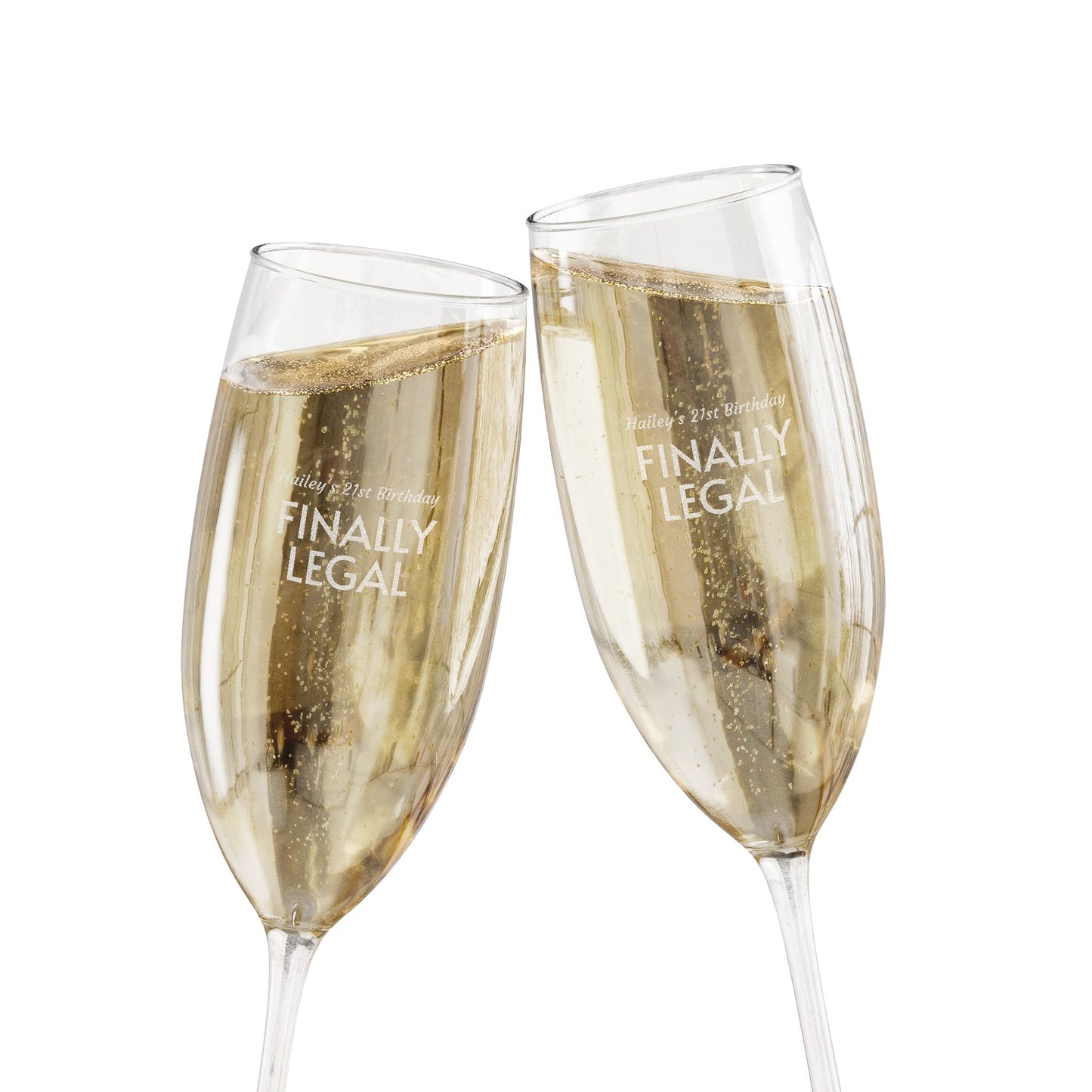 "FINALLY LEGAL" Personalized and Engraved Champagne Flute 8oz — Celebration Glass.