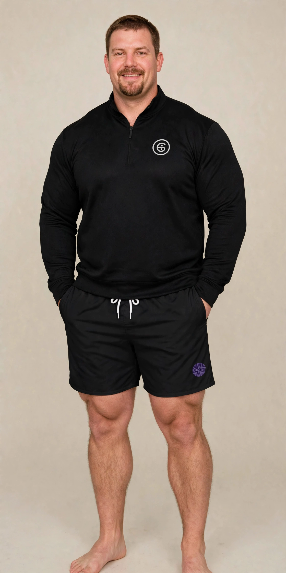 Add my own Logo! Quarter-Zip Black Pullover. Customizable Personalization Clothing for Men.