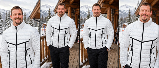 Men's Puffer Jacket — Minimal Black and White Winter Coat