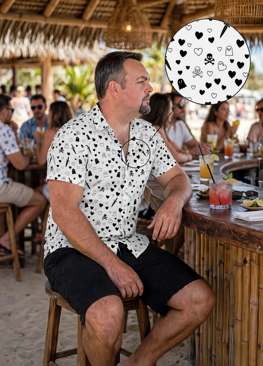Men's Halloween Shirt with Black White Pattern