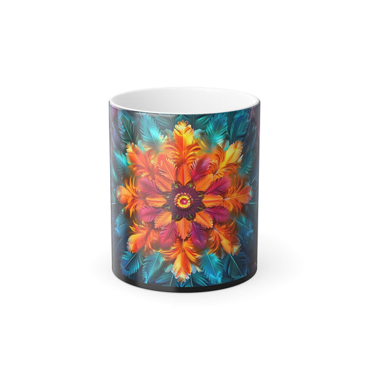 Color Morphing Floral Mug, 11oz | Gift for Her, Artistic Coffee Cup, Color Changing Ceramic Mug, Bohemian Home Decor fun Kitchenware