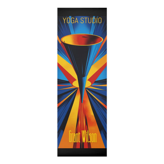 Vibrant Men's / Unisex Yoga Mat with Abstract Design + Add YOUR OWN NAME. Personalized Gift for Yoga Lovers, Fitness Exercise mat.