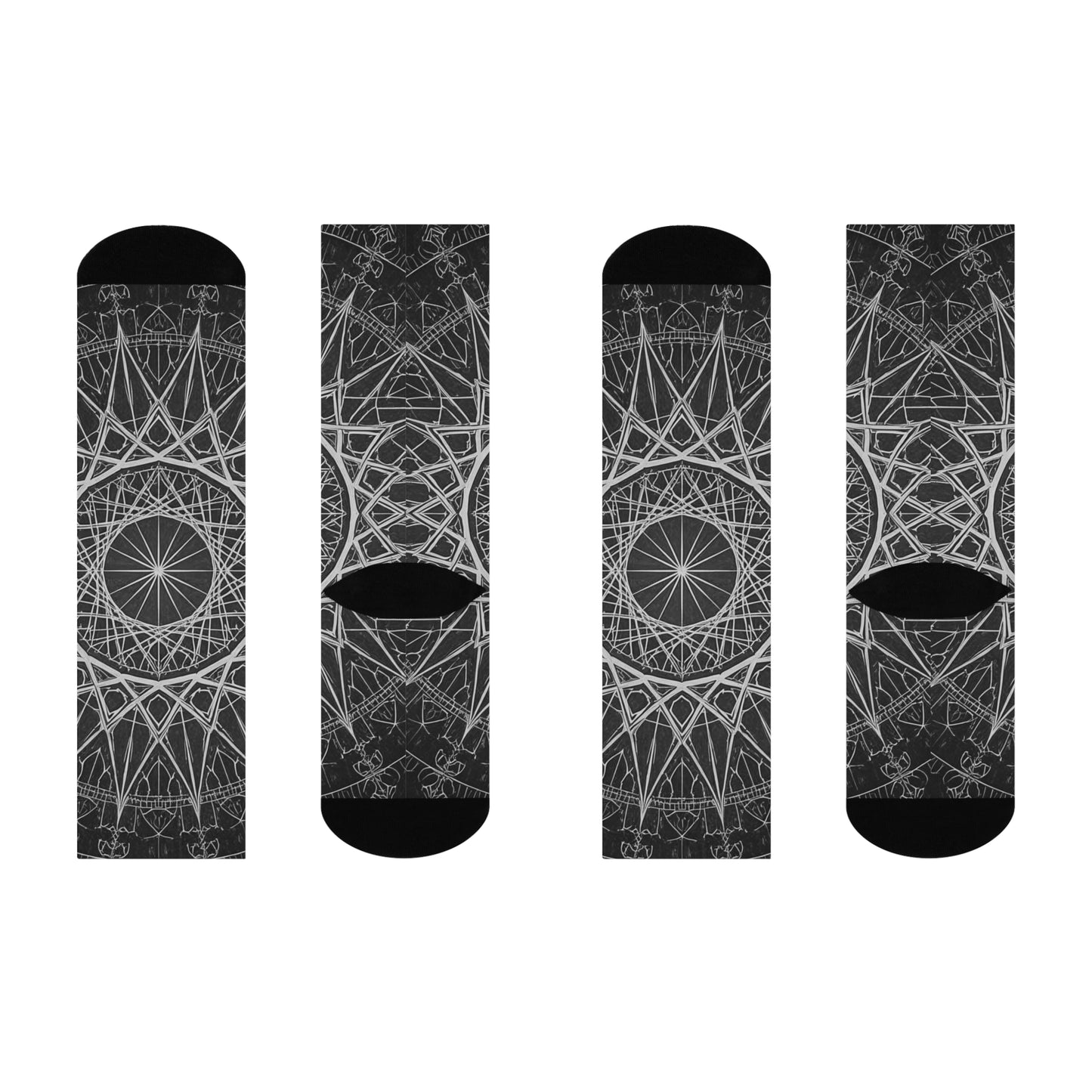 Geometric Ink mandala Crew Socks - Cozy Comfort with cool style.