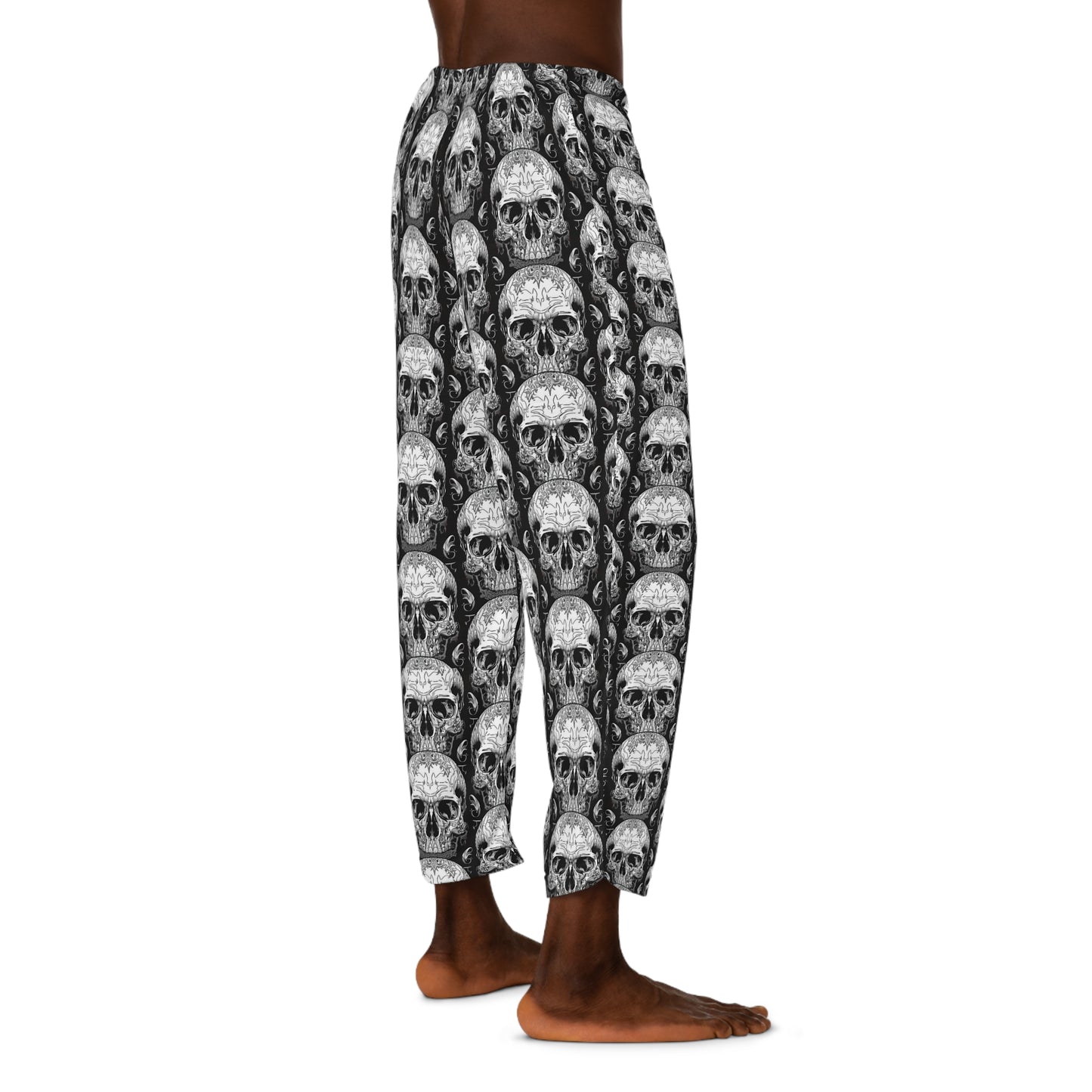 Skull Pattern Men's Pajama Pants, Comfortable Sleepwear, Halloween Gift, Lounge Pants, Unique Men's Sleepwear, Goth Style Pants.