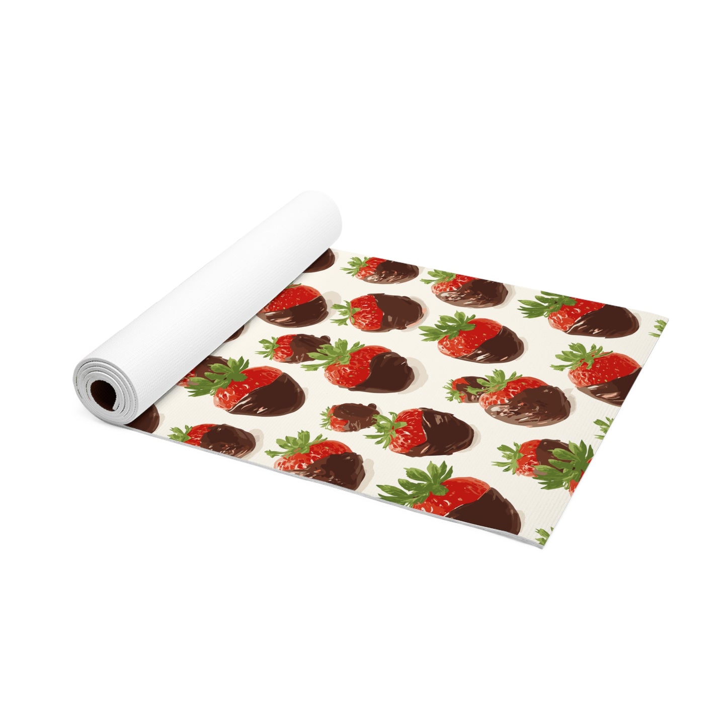 Yoga Mat with Strawberries and Chocolate Design. Gift for Yoga Lovers, Fitness Enthusiasts, Exercise mat. Mindfulness Practices. Yoga Studio. Fun gift for teens!