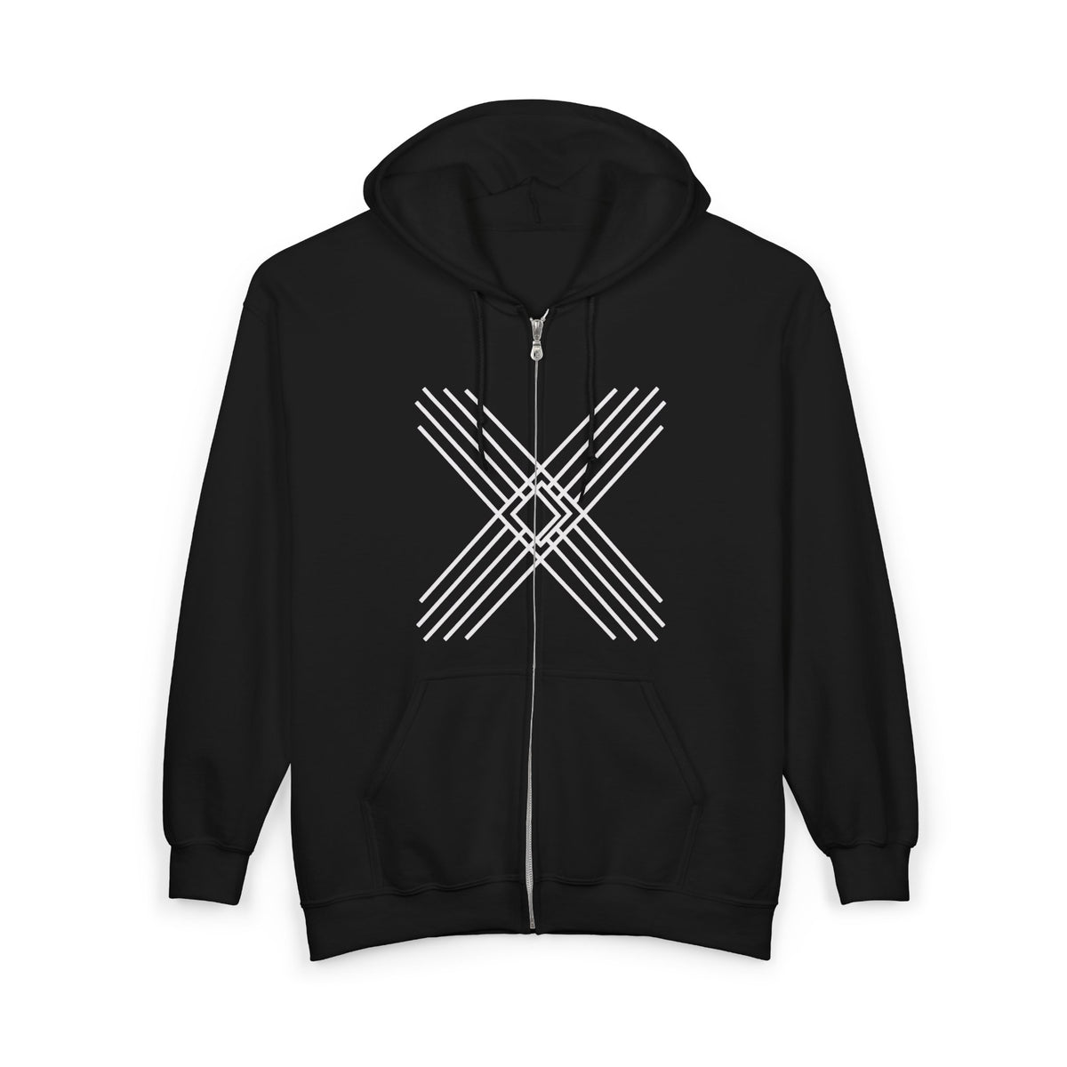 Geometric X Zip Hoodie Men's Wear Gym Clothing