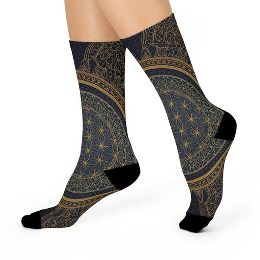 Gold mandala Seed of life Crew Socks - Cozy Comfort with cool style.