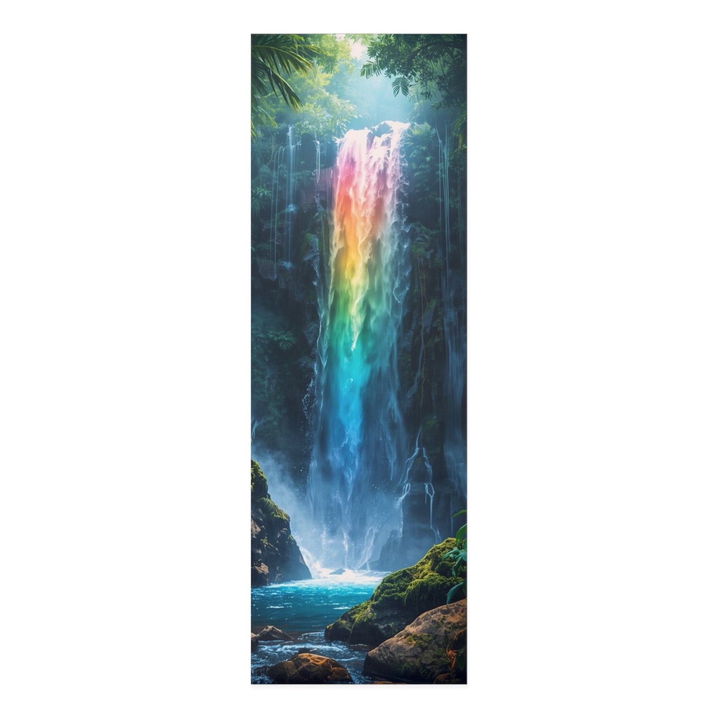 Luxury Yoga Mat with Rainbow Waterfall. Gift for Yoga Lovers, Fitness, Exercise mat. Mindfulness Practices. Yoga Studio.
