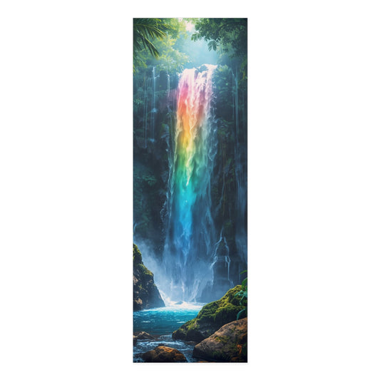 Luxury Yoga Mat with Rainbow Waterfall. Gift for Yoga Lovers, Fitness, Exercise mat. Mindfulness Practices. Yoga Studio.