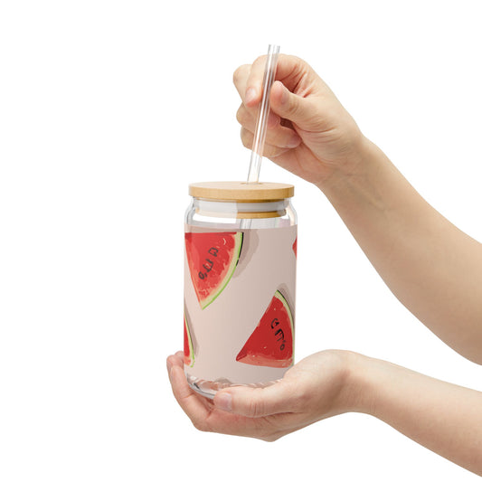 Watermelon Sipper Glass, Fun Summer Cup, Beverage Container, Eco-Friendly Drinkware, Picnic Essentials, Gift for Fruit Lovers