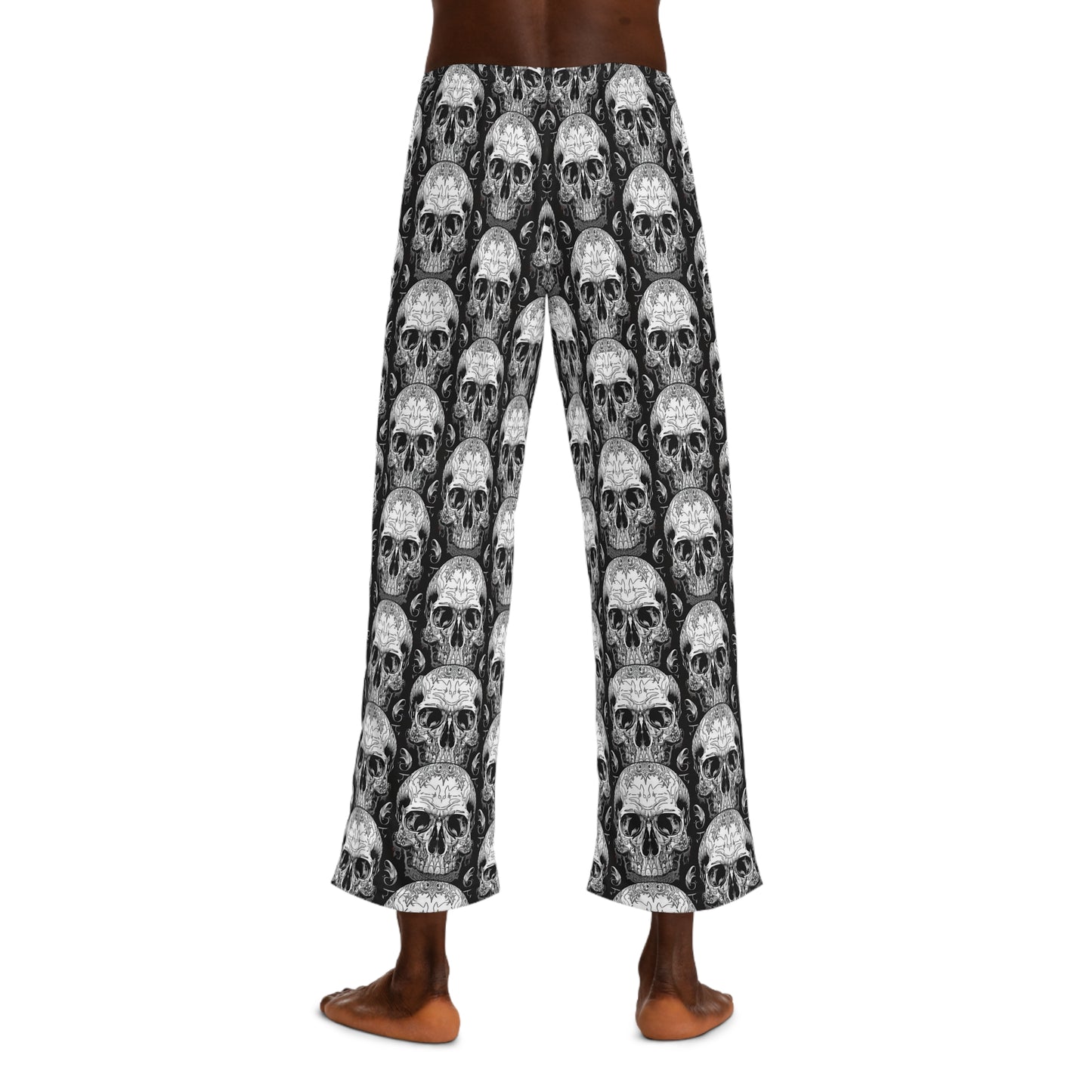 Skull Pattern Men's Pajama Pants, Comfortable Sleepwear, Halloween Gift, Lounge Pants, Unique Men's Sleepwear, Goth Style Pants.