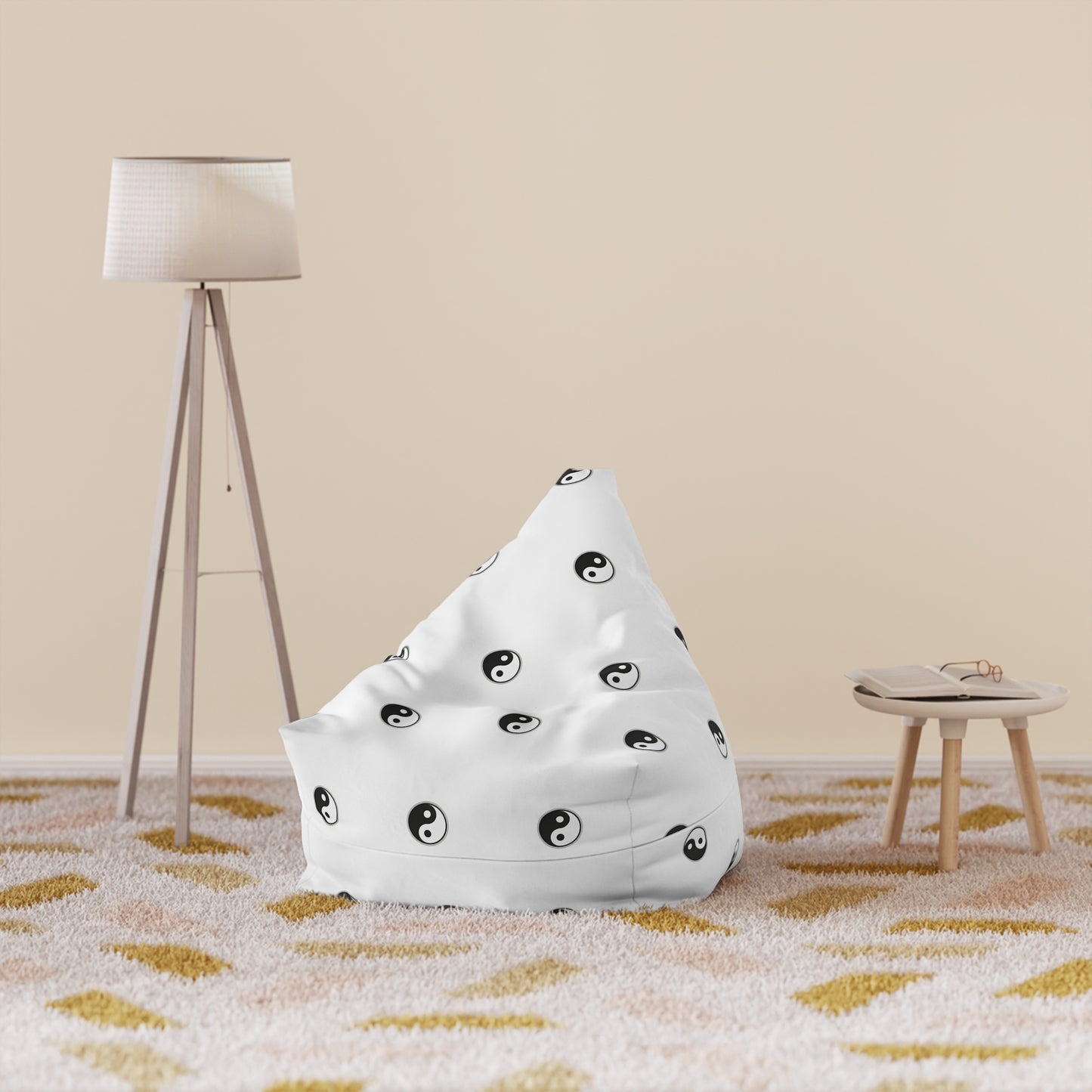 Yin Yang Pattern Bean Bag Cover — Minimal Black & White Zen Accent