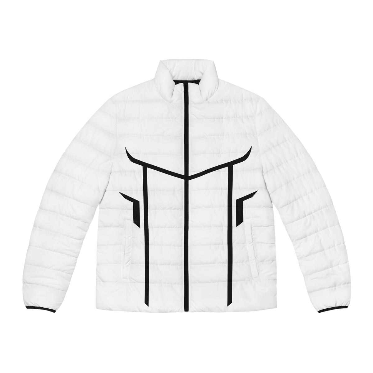 Men's Puffer Jacket — Minimal Black and White Winter Coat