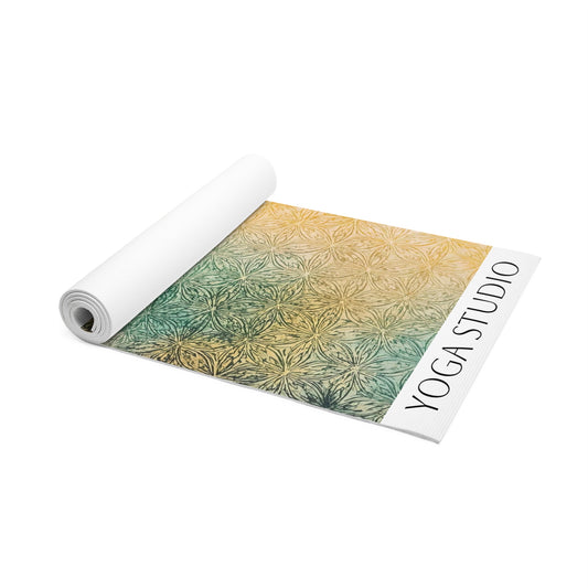 Seed of life Green and Golden Mandala Sacred geometry design. Personalized Yoga Mat. Gift for Yoga Lovers.