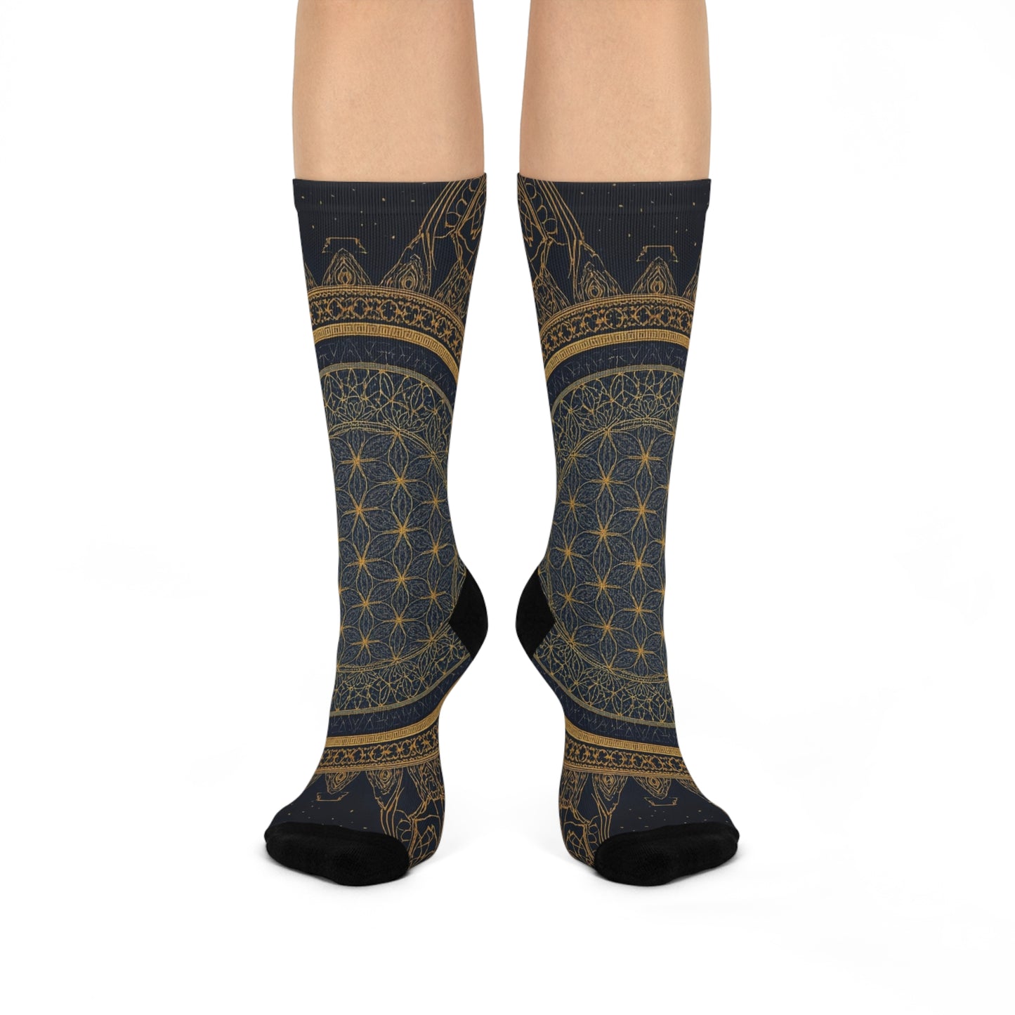 Gold mandala Seed of life Crew Socks - Cozy Comfort with cool style.