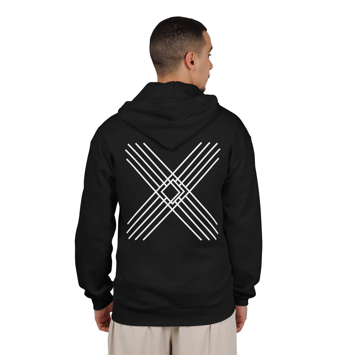 Geometric X Zip Hoodie Men's Wear Gym Clothing