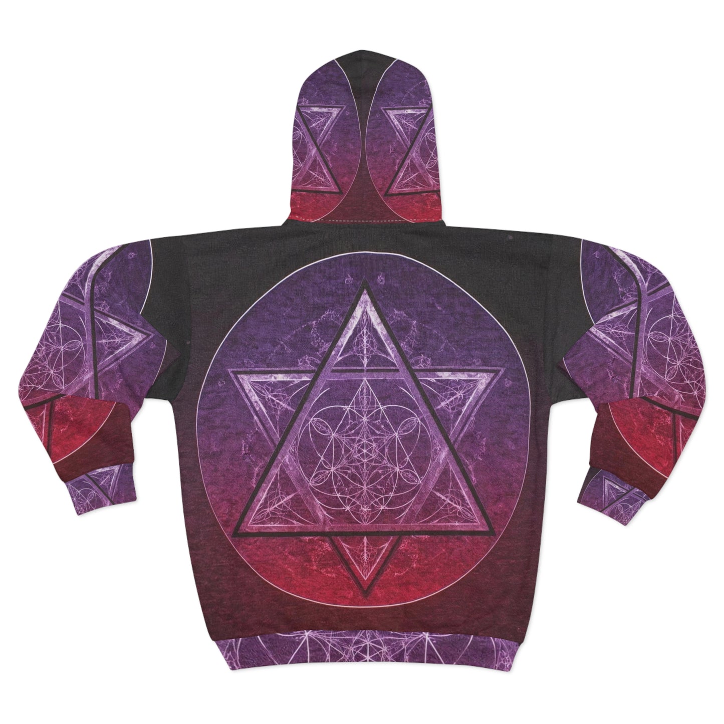 Purple Mandala Unisex Zip Hoodie - Spiritual Comfort Wear, Casual Outerwear, Cozy Layer, Yoga Apparel, Gift for Mindfulness