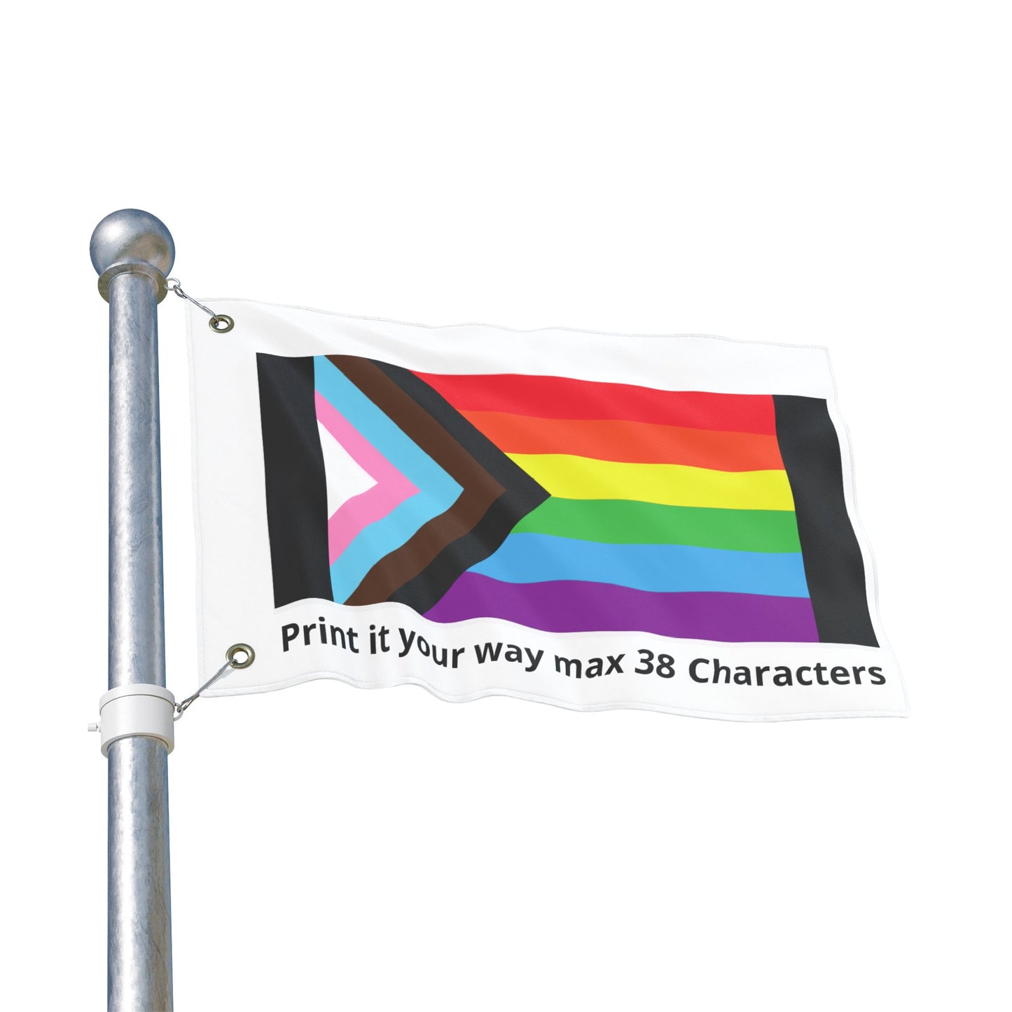 ADD YOUR OWN FLAG! Double-Sided Flag. Fully Personalizable / Customizable. Use your own Image and 38 Characters.