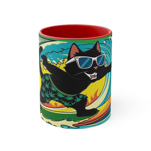 Cool Surfing Cat Coffee Mugs | Fun Beach Vibe | Gift for Cat Lovers | Colorful Animal Mug | Unique Kitchen Decor | Summer Treat